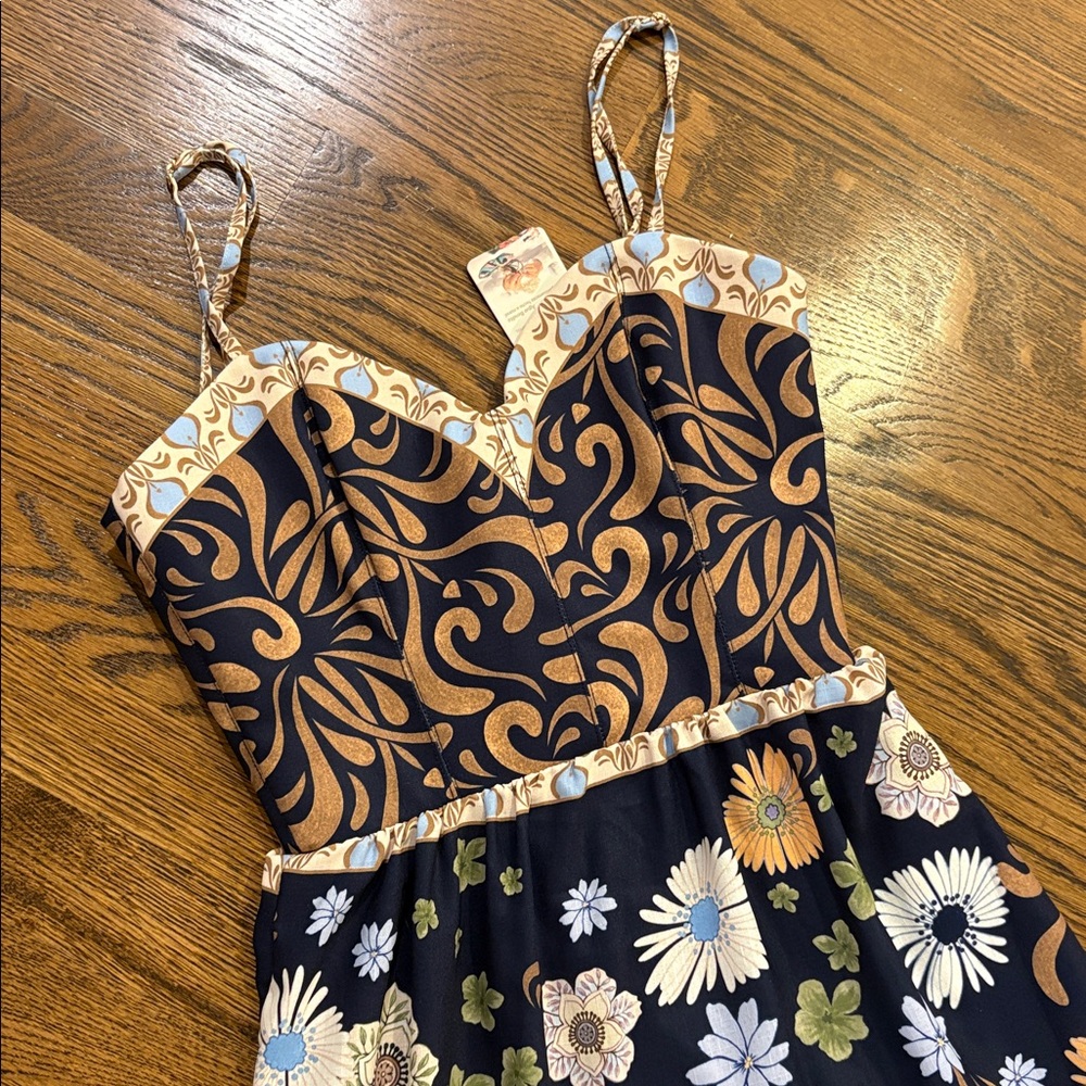 Agua Bendita NWT Suzie La Boheme Navy Floral Maxi Dress, xS, Madewell - Picture 4 of 4